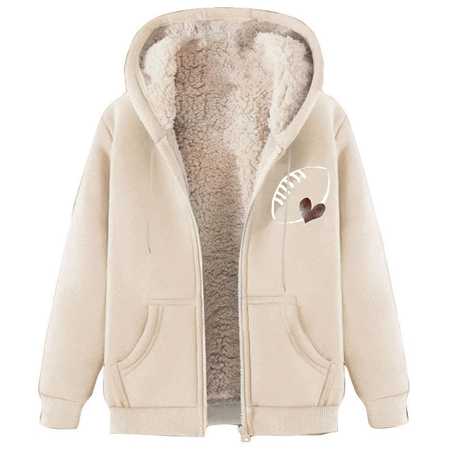 Женское зимнее пальто с капюшоном из овчины, Beige