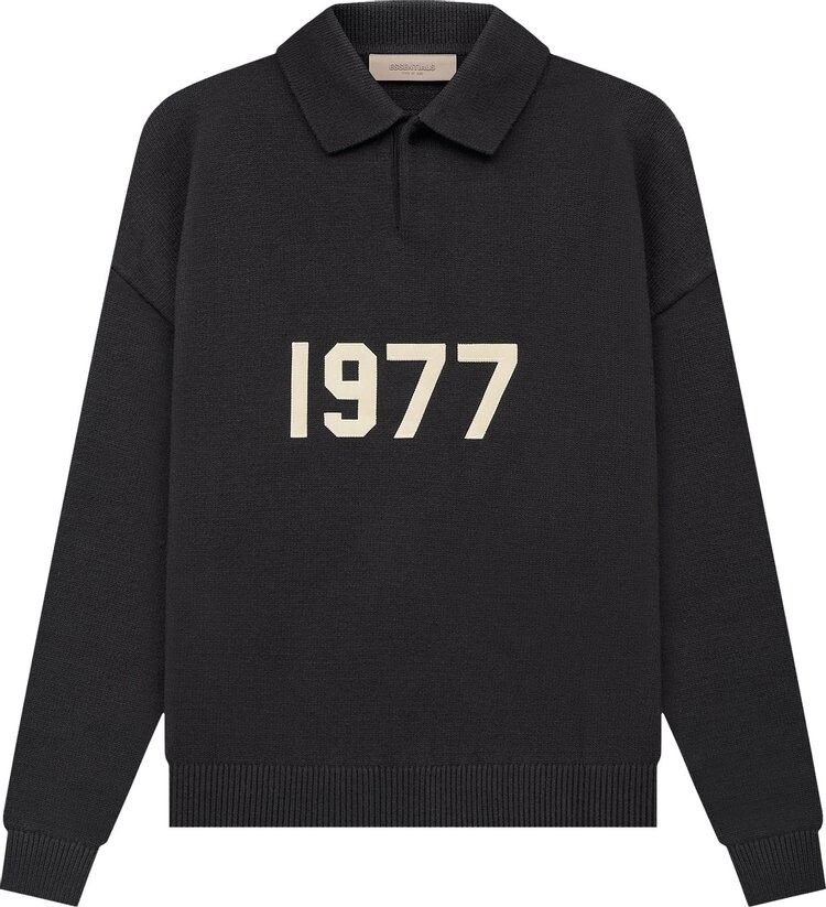 

Лонгслив Fear of God Essentials Knit Long-Sleeve Polo 'Iron', черный