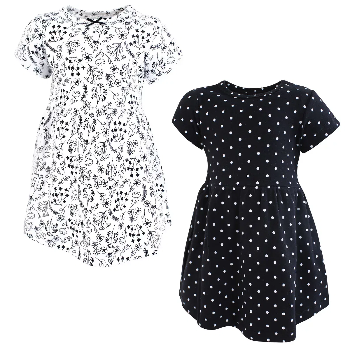 Детский комплект платьев с коротким рукавом Luvable Friends, Black White Floral