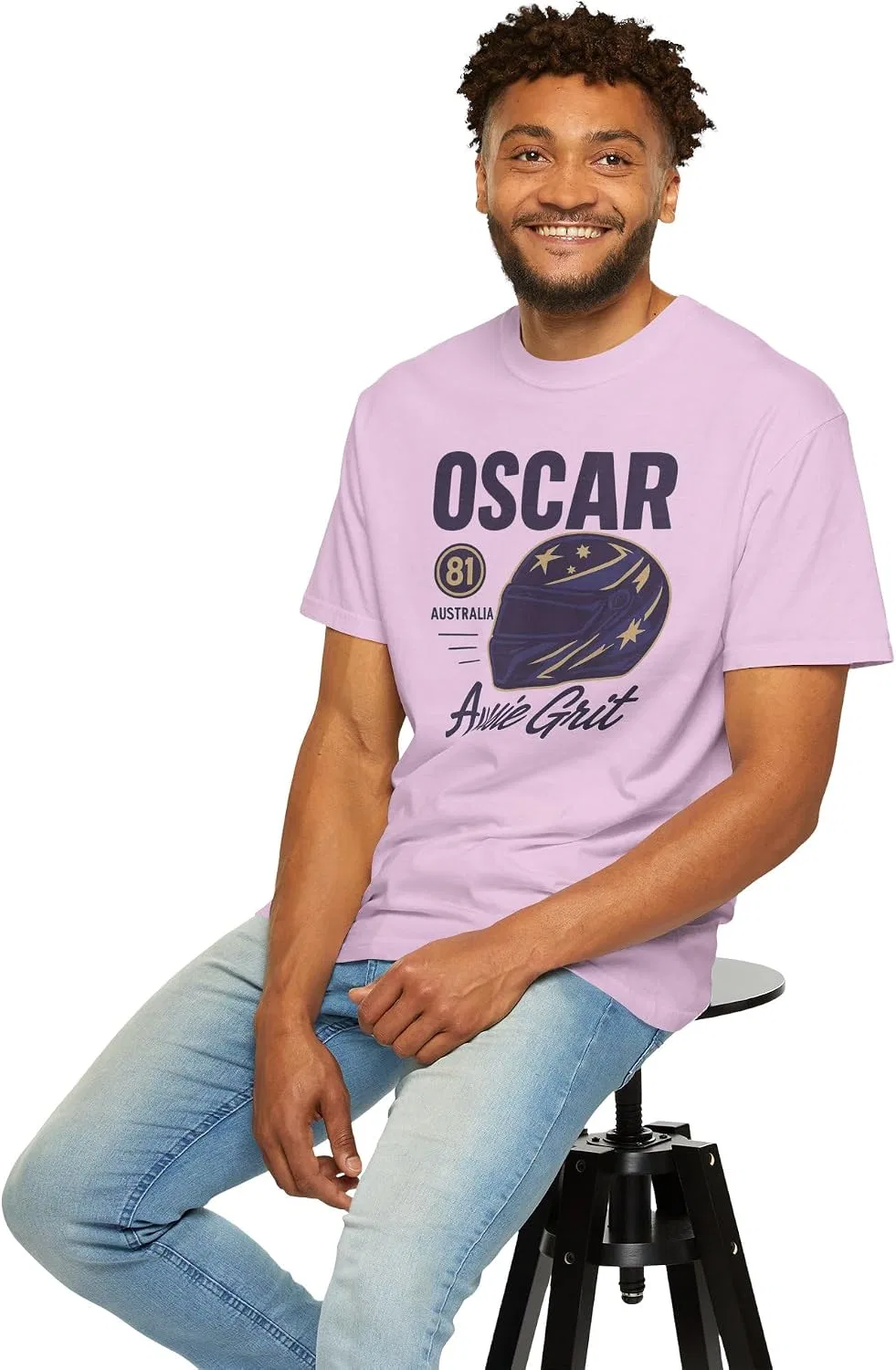 Мужская футболка с гоночным принтом Comfort Colors 1717, Orchid — фото 2