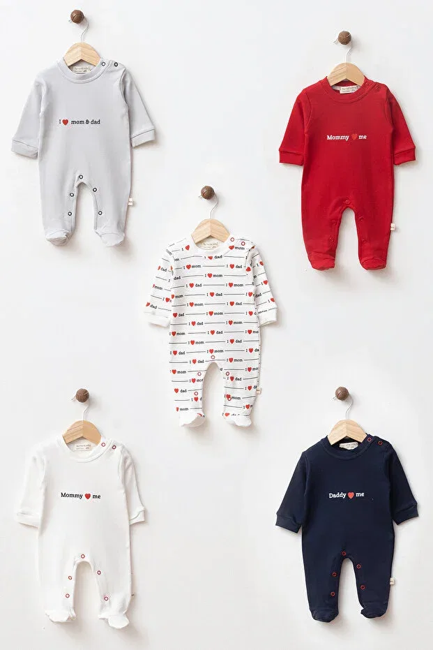 Детский комбинезон для новорожденных хлопковый 5-предметный набор Mod&Dad&Me Yukobaby Bebeğiniz Için En Doğalı, Multicolor