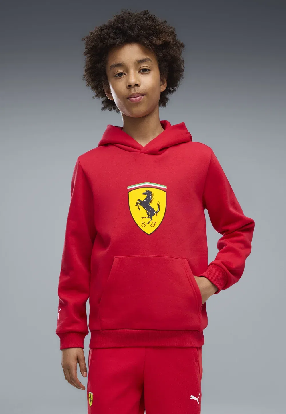 Толстовка с флисовой подкладкой и цветным щитом Scuderia Ferrari Puma, Rosso Corsa