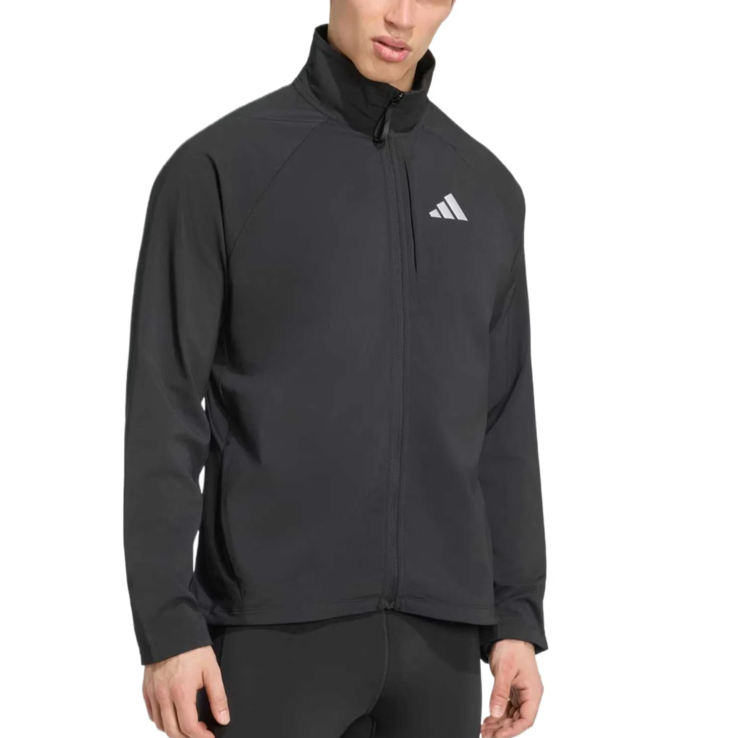 Мужская беговая куртка с воротником-стойкой Adidas, Black
