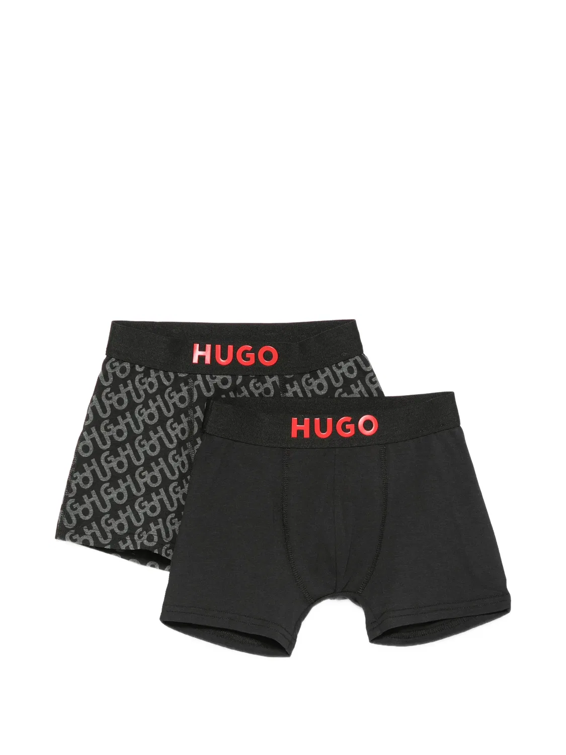 Комплект из двух боксеров с монограммой и логотипом Hugo Kids, черный