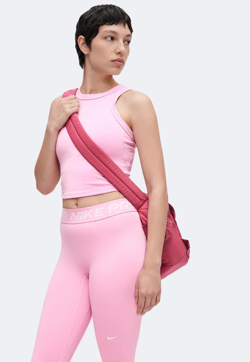 W np df 365 mr tight usm - леггинсы Nike Performance, Pink Rise/White — фото 4