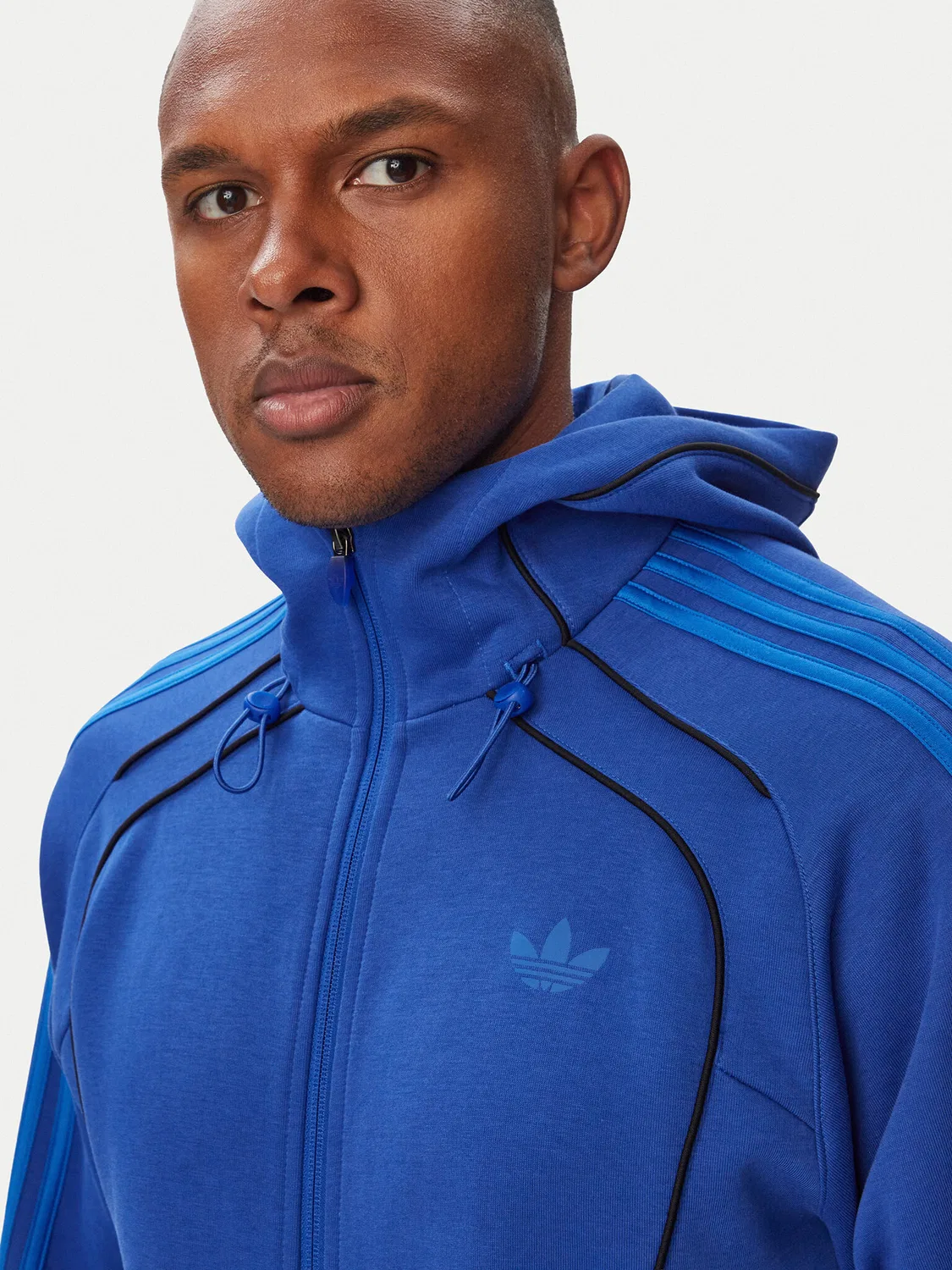 Мужская флисовая куртка стандартного кроя Spacer Teamgeist Cutline Fullzip Hoodie Adidas, синий — фото 4
