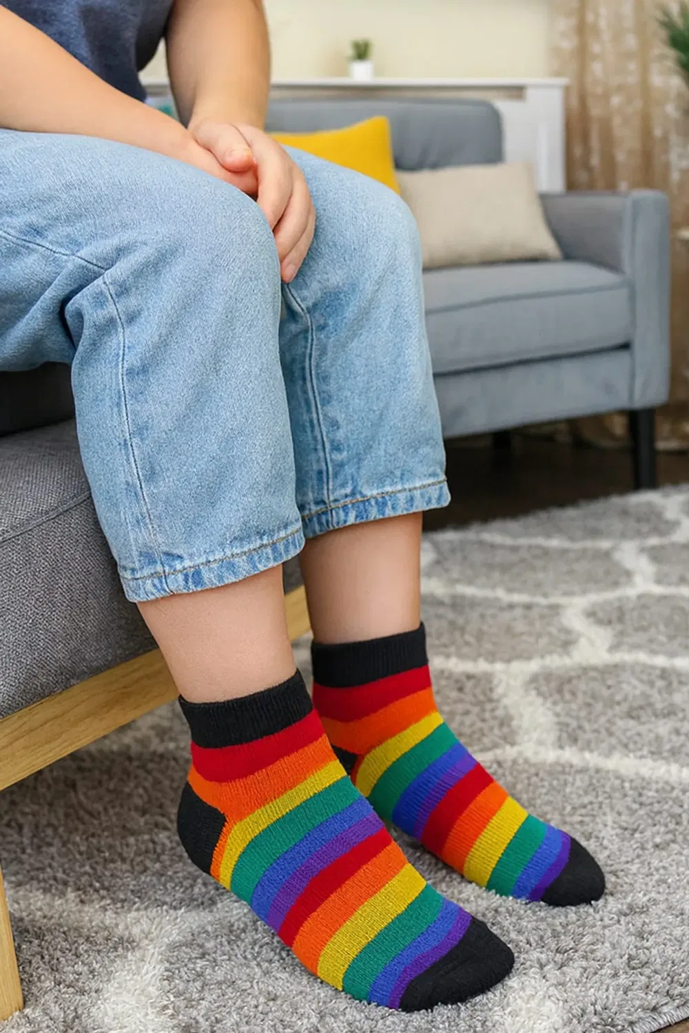 Детские хлопковые носки с принтом 3 Pack Rainbow Trainer Sock Snob, Multi — фото 3