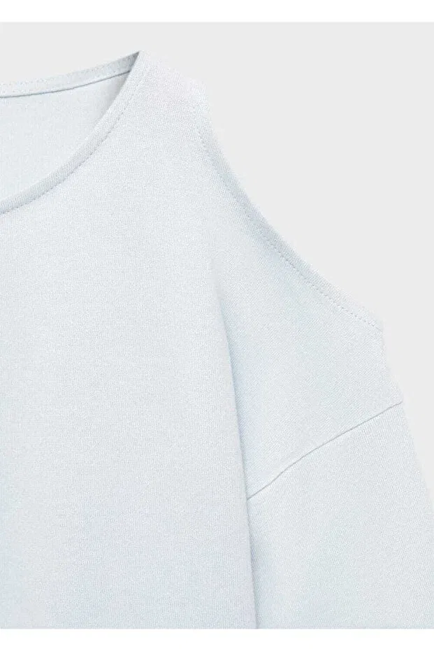 Детский лонгслив для девочек с принтом Mango Kids, Sky Blue — фото 3