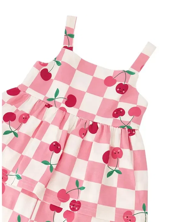 Детский комбинезон для девочек без рукавов с принтом Cherries Deux Par Deux, Pink Printed Cherries — фото 4