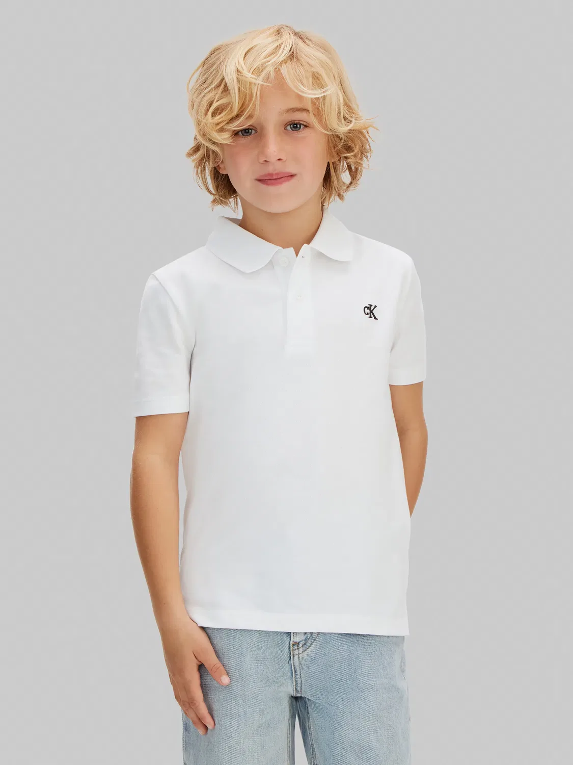 Детское поло для мальчиков хлопковое Calvin Klein, Blanco