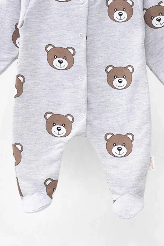 Детский комбинезон для мальчиков с принтом Dinamik Çocuk, Gray Teddy Bear — фото 2