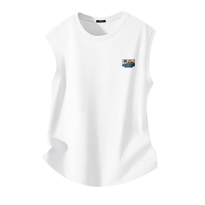 Детский топ без рукавов MINISO, [40° Refreshing]White (Sunset Coconut Island Chest Logo)