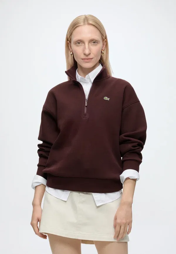Толстовка Lacoste Классическая, Однотонная, Темно-синяя — фото 4