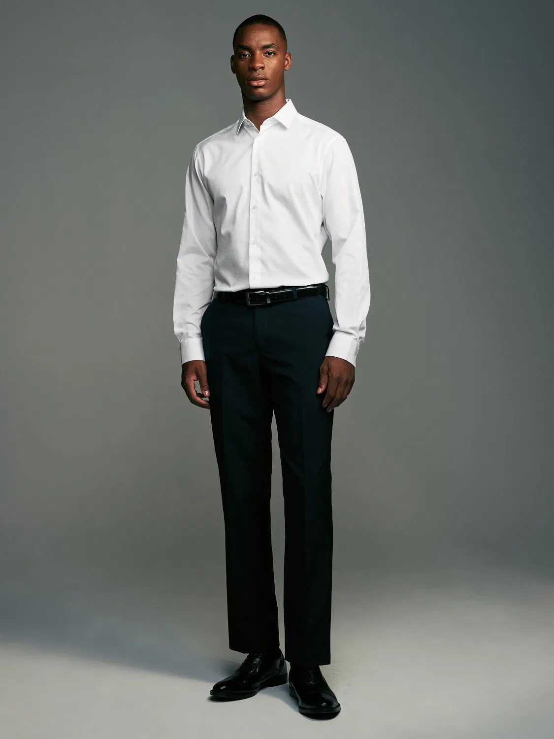 Рубашка повседневная, slim fit, White Easy Care Textured Next, белый — фото 3