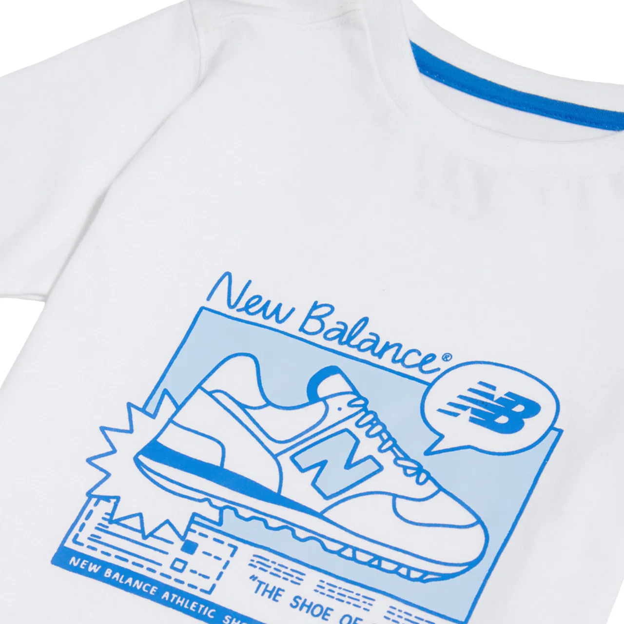 Детский комплект для мальчиков из хлопка футболка и шорты New Balance T-Shirt Short Set, белый/синий — фото 4