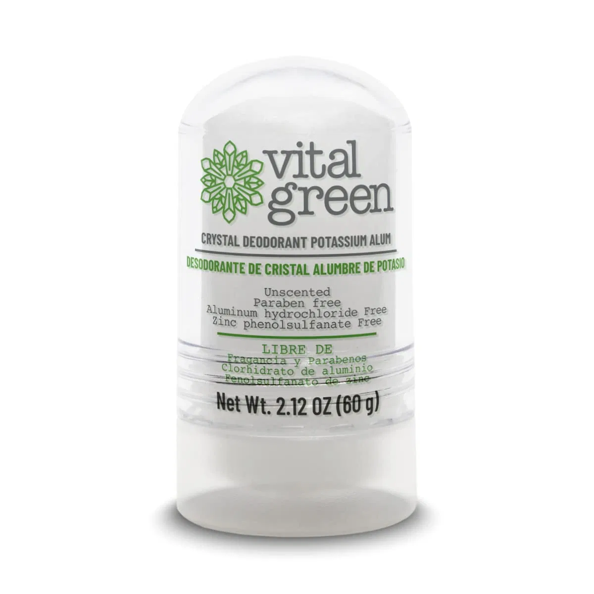 Дезодорант кристаллический Vital Green, 60 г, 2.1 oz