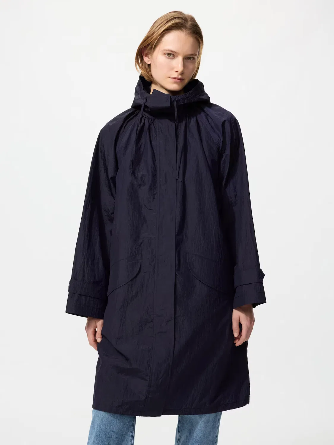 Пальто Uniqlo, большого размера, синее — фото 3