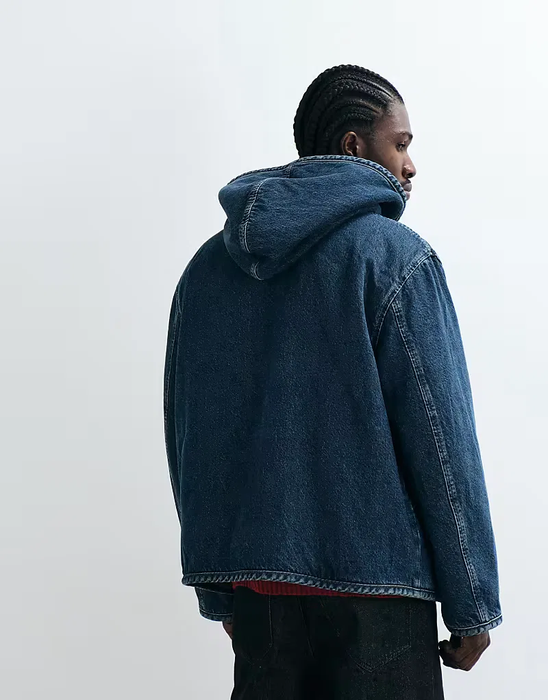 Джинсовая куртка Levi's оверсайз с капюшоном и отделкой из искусственной овчины, синий — фото 3