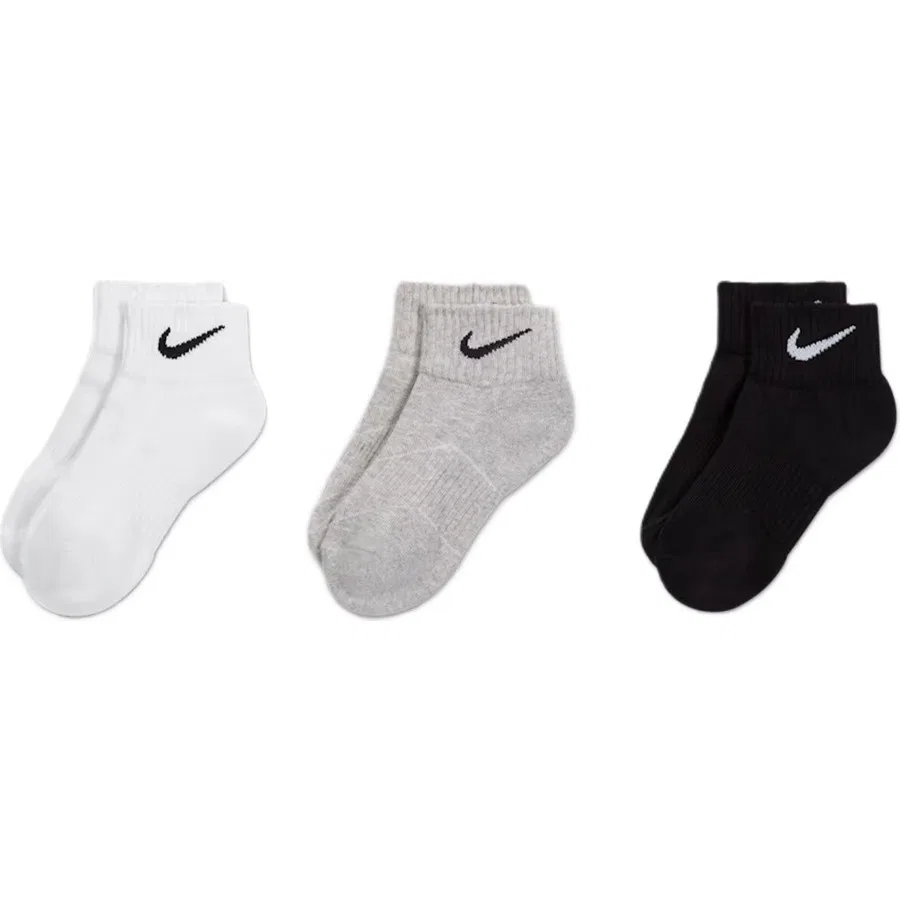 Комплект носков Nike Performance Cushioned Quarter, 3 пары, Бело-серо-черный — фото 2