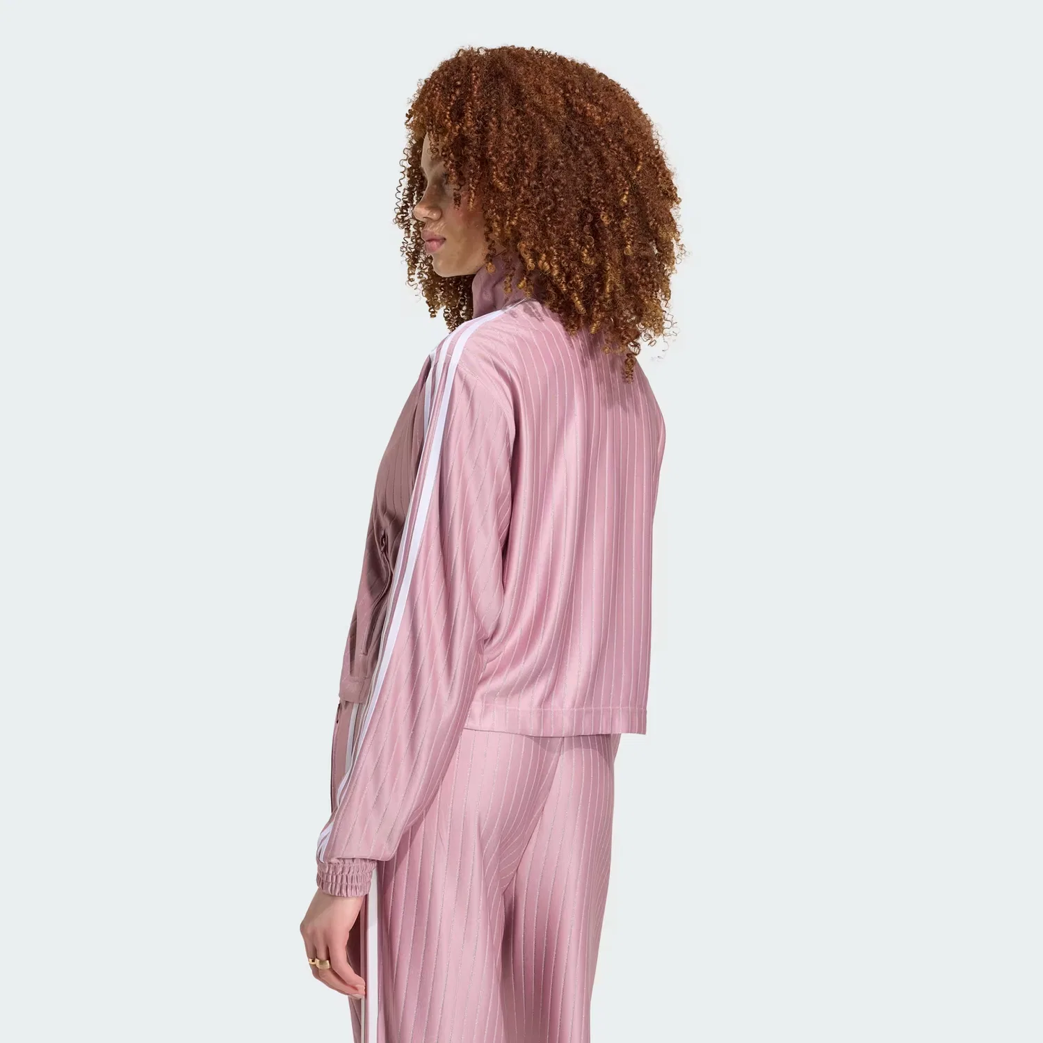 Женская олимпийка свободного кроя Firebird Pinstripe Adidas Originals, лиловый/серебристый металлик — фото 2