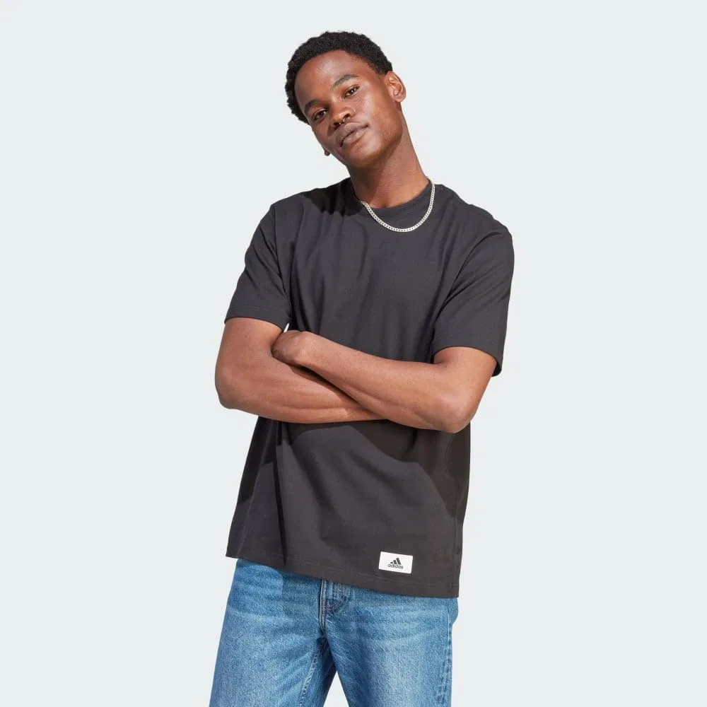 Мужская свободная футболка Lounge T-Shirt adidas, Black — фото 2
