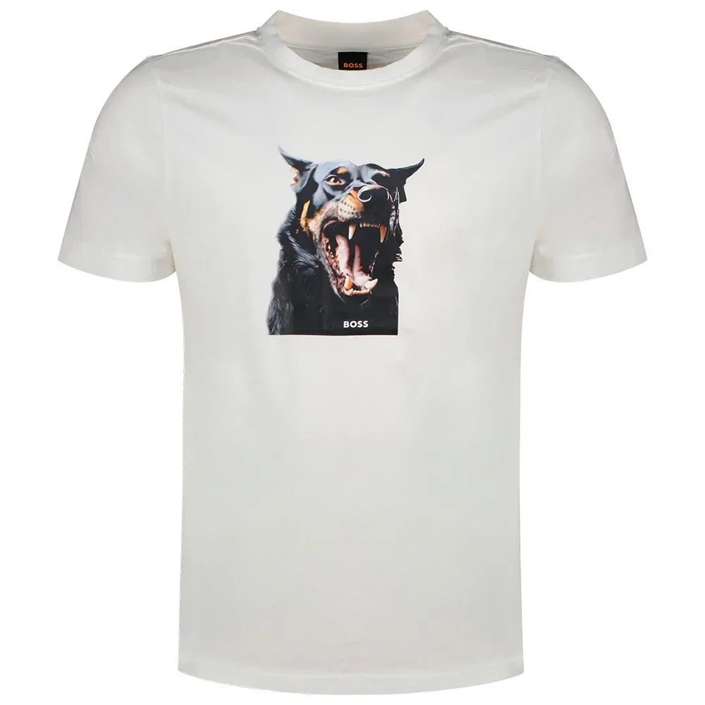 Мужская футболка с принтом Dobermann BOSS, White
