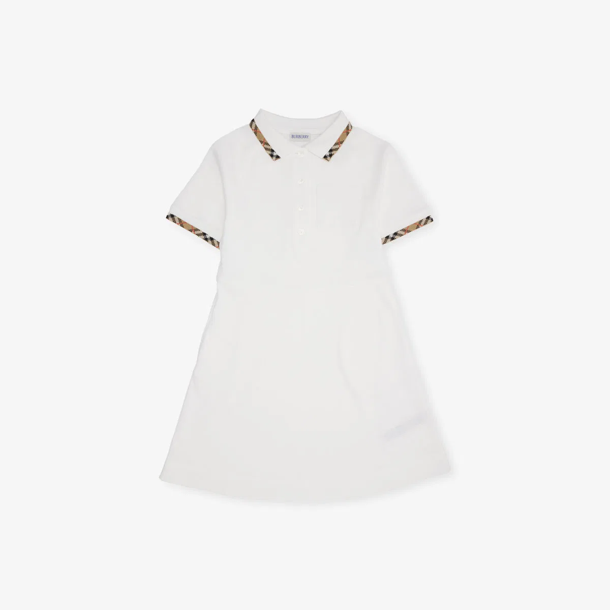Хлопковое платье-поло romola в клетку, возраст 4-14 лет Burberry, белый