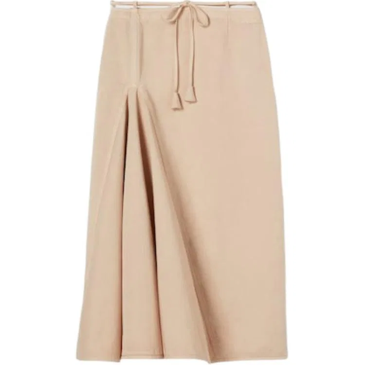 Женская длинная юбка из хлопка и льна с плиссировкой GUCCI, Light Pink