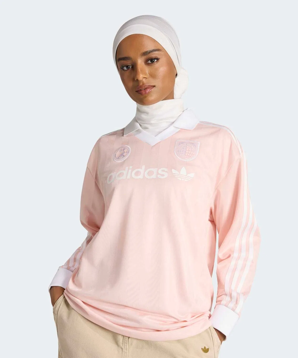 Женская футболка с длинным рукавомоверсайз Adidas Originals, Pink — фото 3