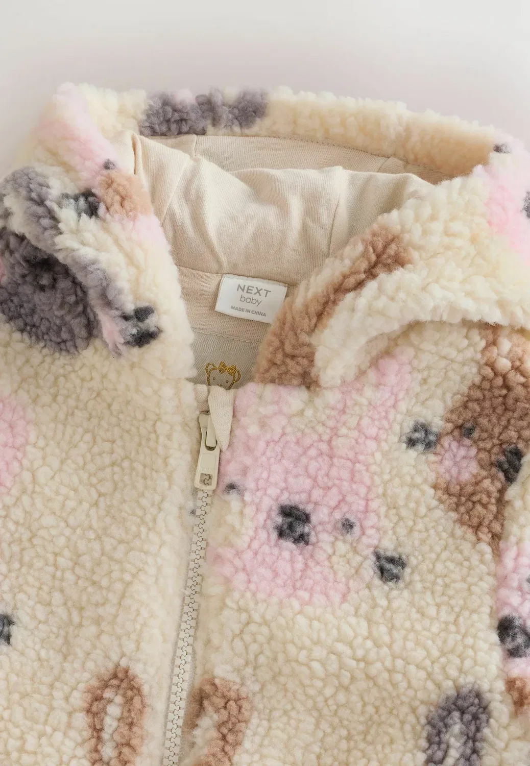 Детский комбинезон-спальный костюм Borg с капюшоном Next, Ecru Bunny All Over Print — фото 2
