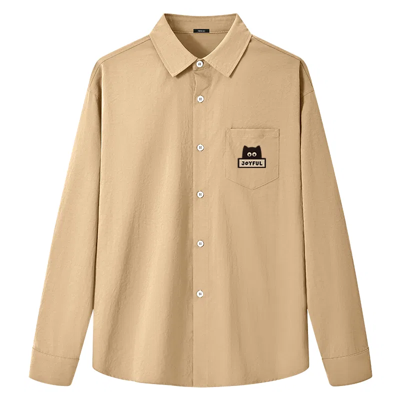 Детская рубашка с отложным воротником MINISO, Ice Silk Lightweight White Dazed Cat Chest Logo — фото 3