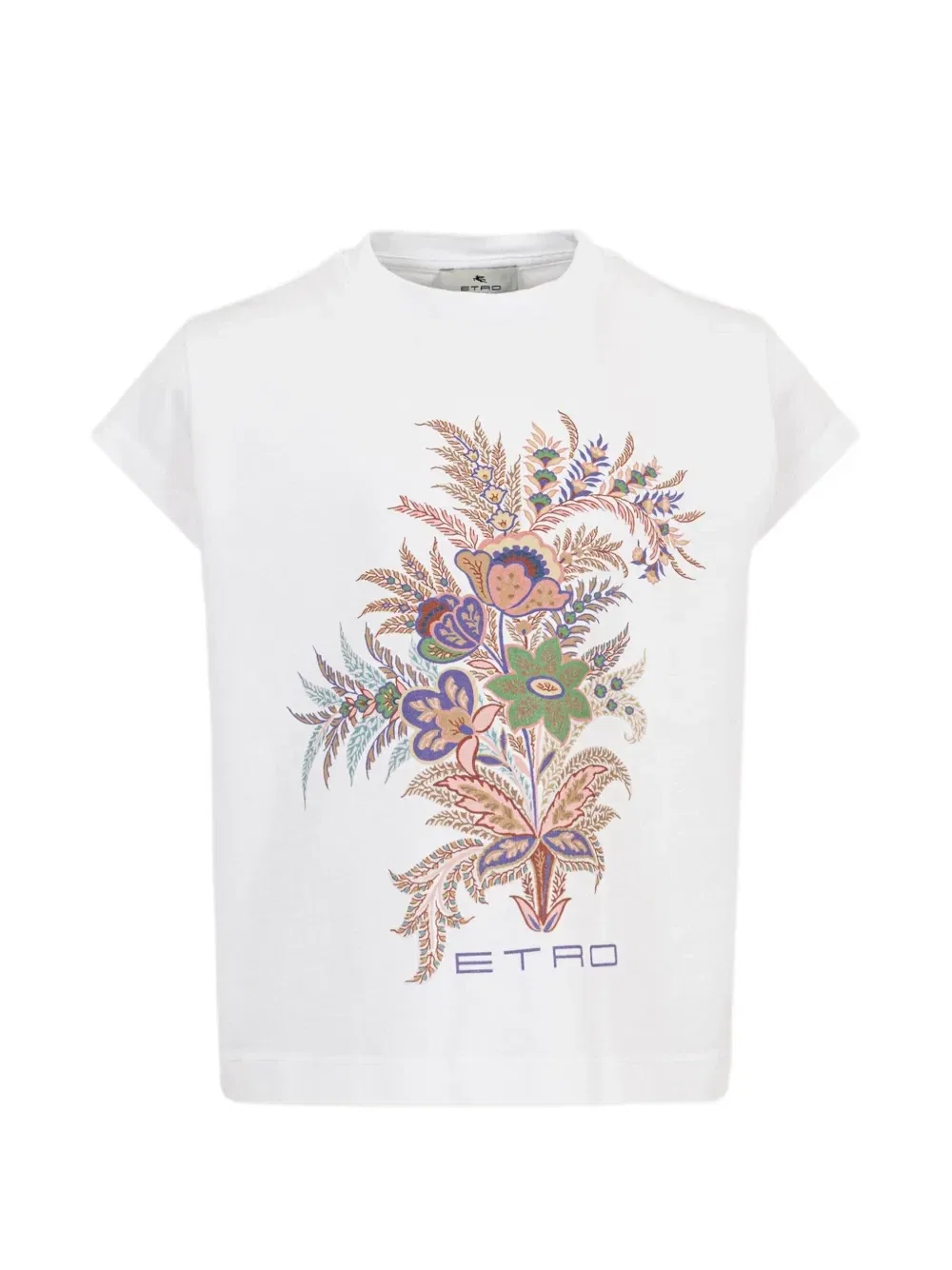 Хлопковая футболка с цветочным принтом Etro Kids, белый