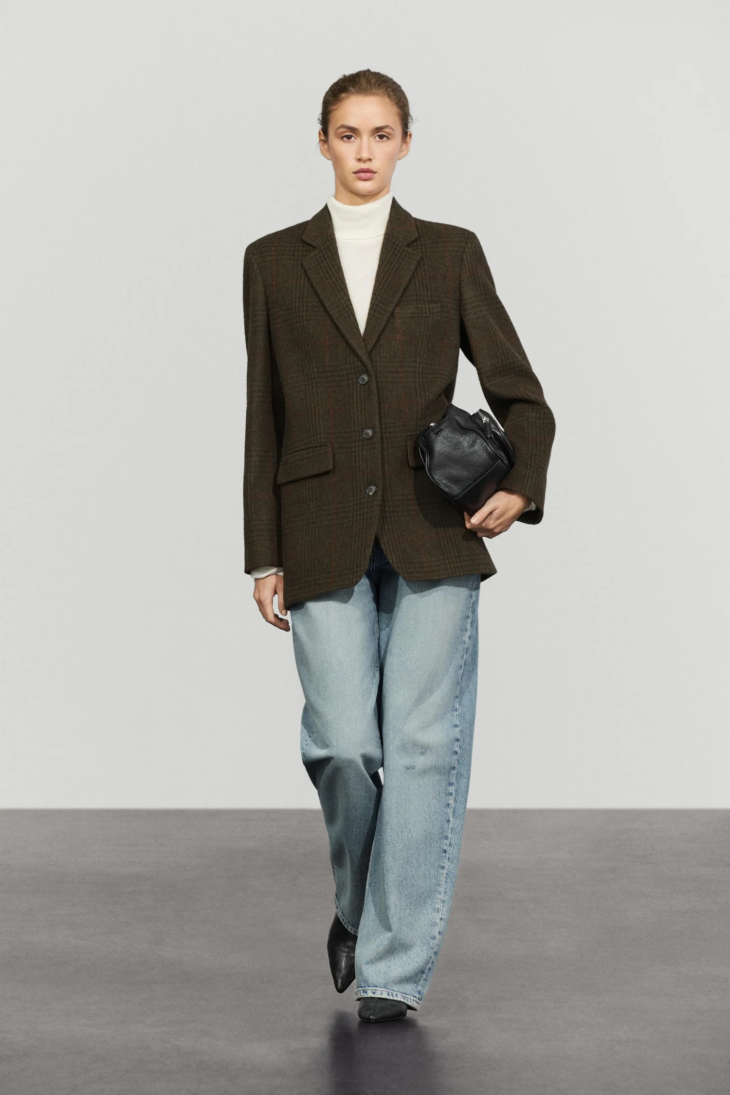 Блейзер Massimo Dutti Checked Wool Blend, коричневый — фото 2