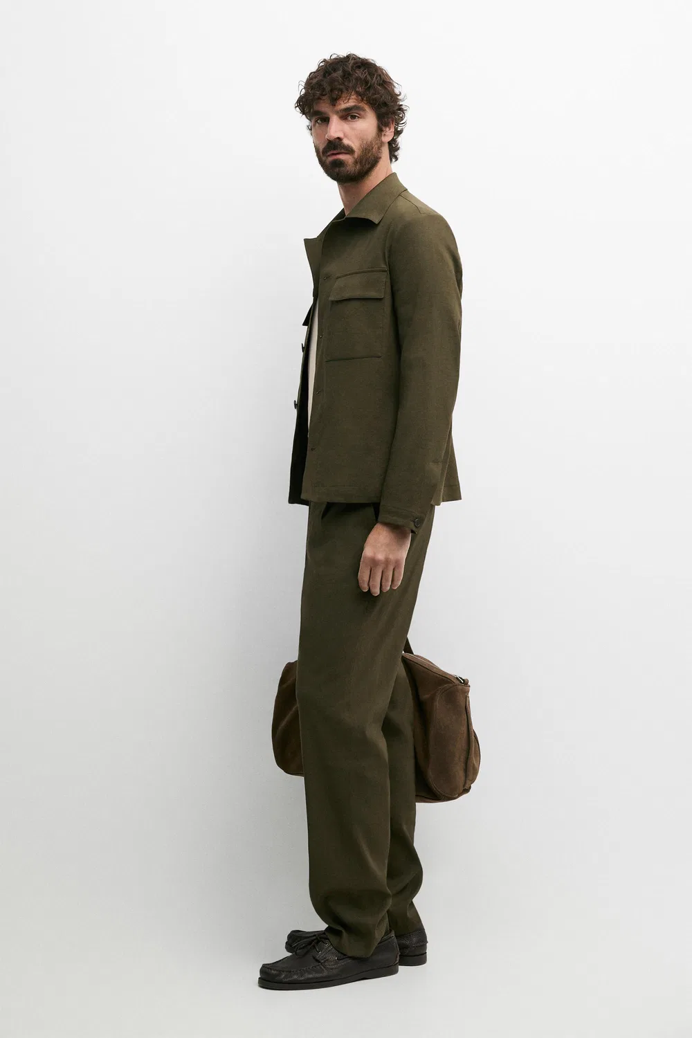 Брюки-Джоггеры с вытачками, создающие цельный образ Massimo Dutti, зеленый