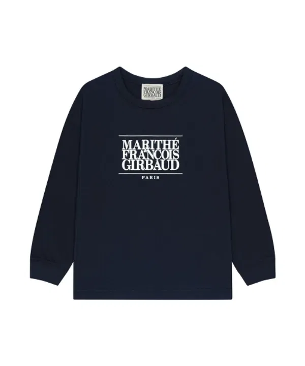 Лонгслив с логотипом, классический, Marithé Kids, темно-синий — фото 2