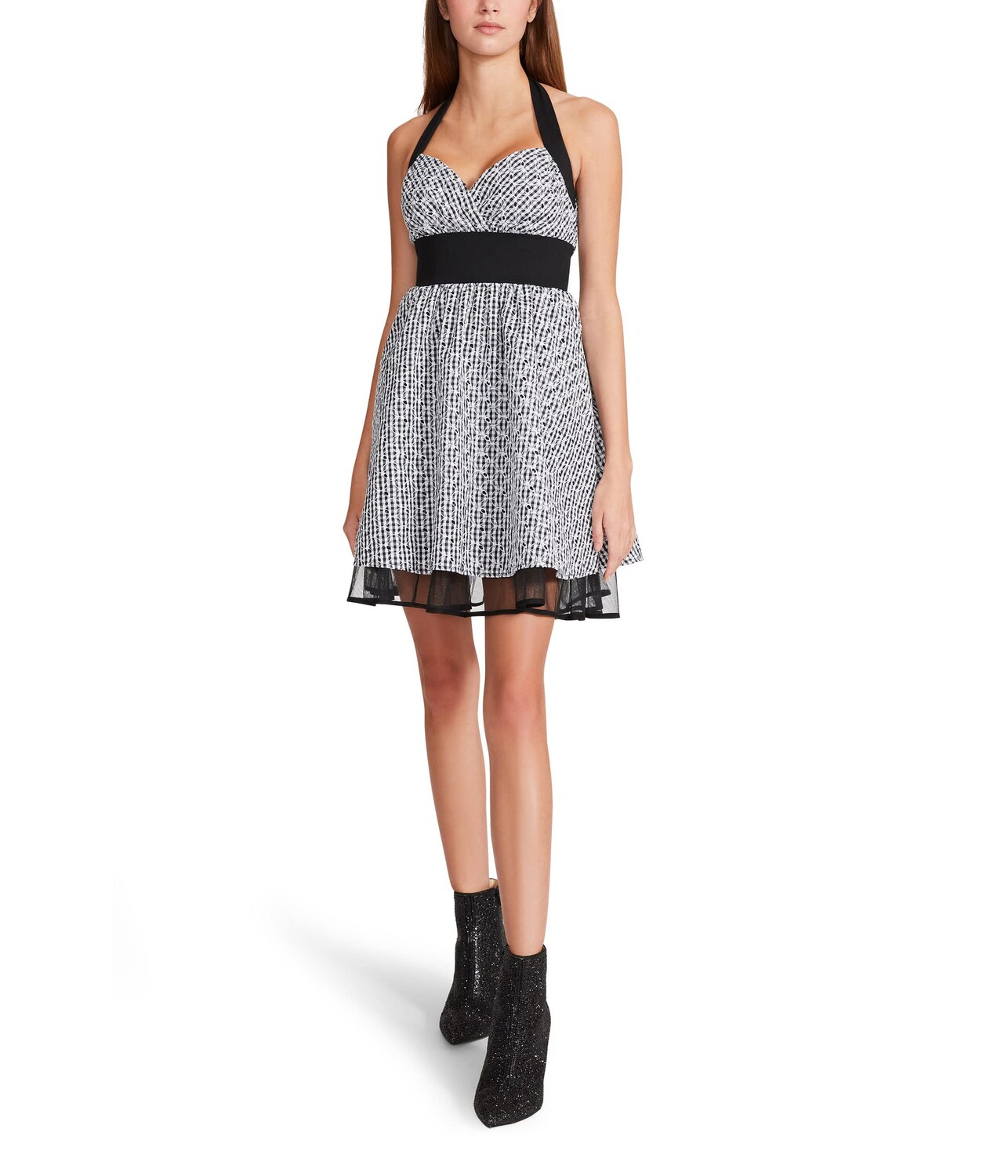 

Платье Betsey Johnson, Gingham Eyelet Halter Fit-and-Flare Dress