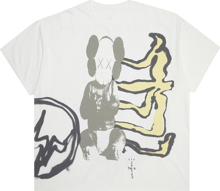 

Футболка Cactus Jack by Travis Scott x KAWS For Fragment Tee 'Vintage Wash', серый