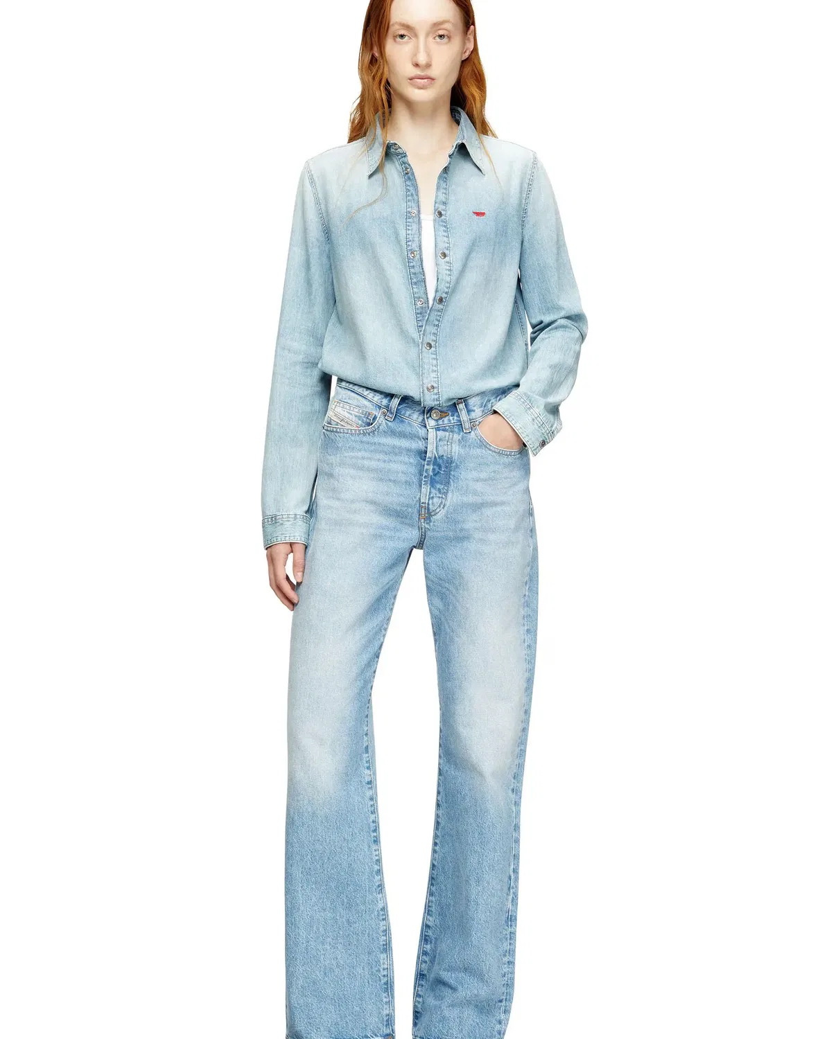 Женская рубашка из денима с длинным рукавом Diesel, Azul Claro — фото 3