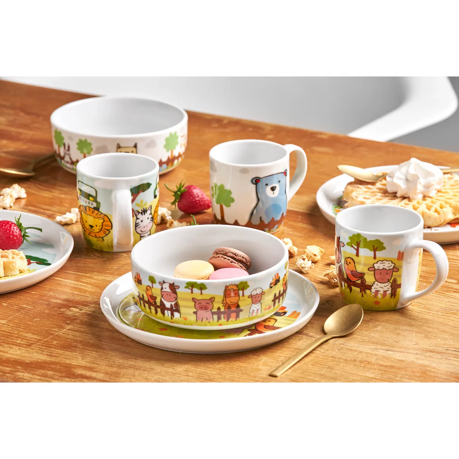 Детский набор посуды 3 предмета с принтом Kinderset Bauernhof van Well, Multicolor — фото 2