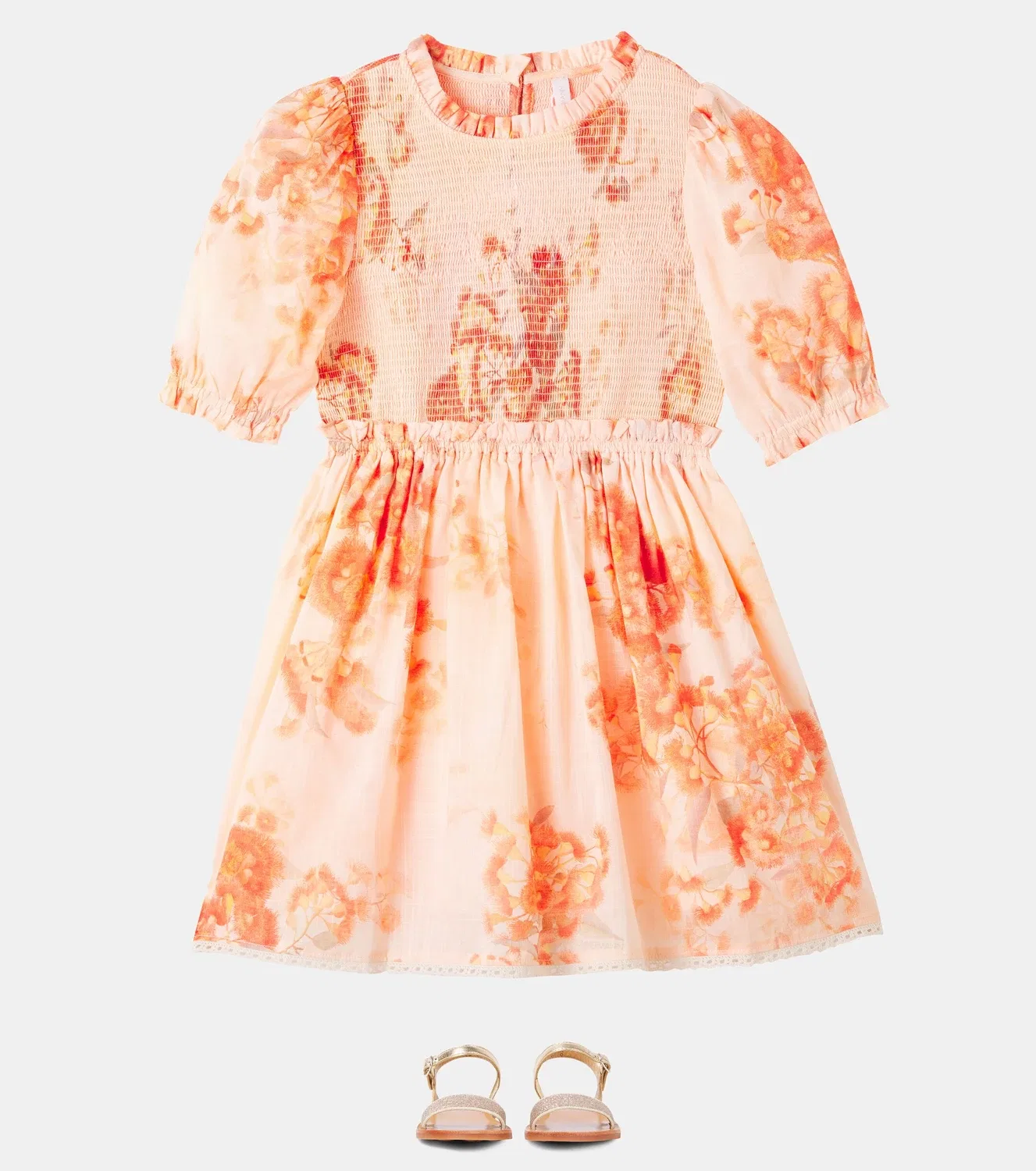 Платье с цветочным принтом Zimmermann Kids, Red Botanical Floral — фото 2