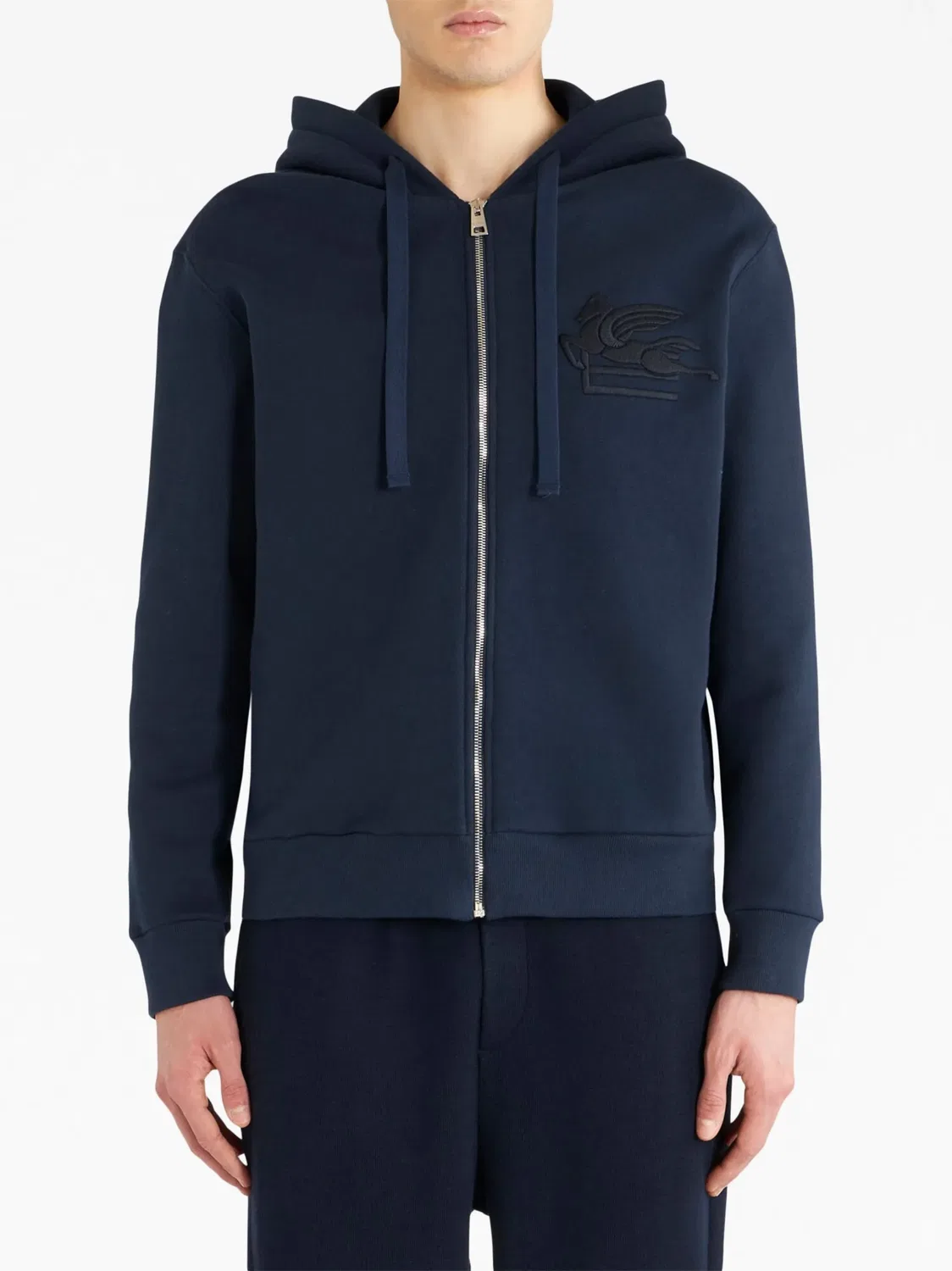 Джемпер с логотипом на молнии из хлопка ETRO, синий — фото 2