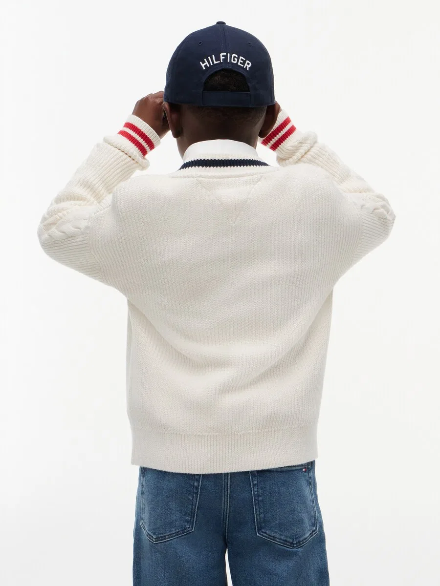 Вязаный кардиган TOMMY HILFIGER цвета слоновой кости — фото 4