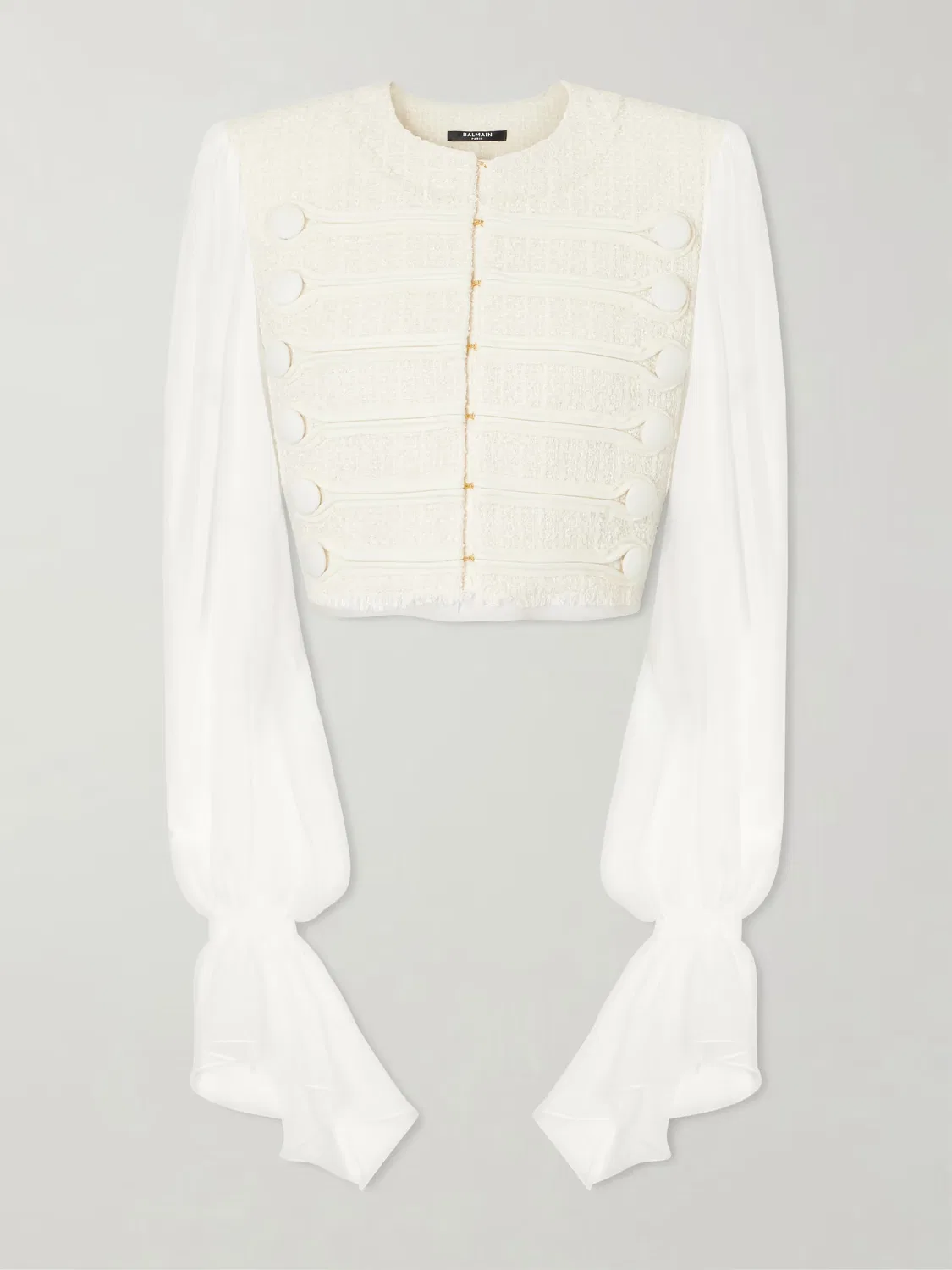 Блузка из твида «Брандебур» Balmain, белый
