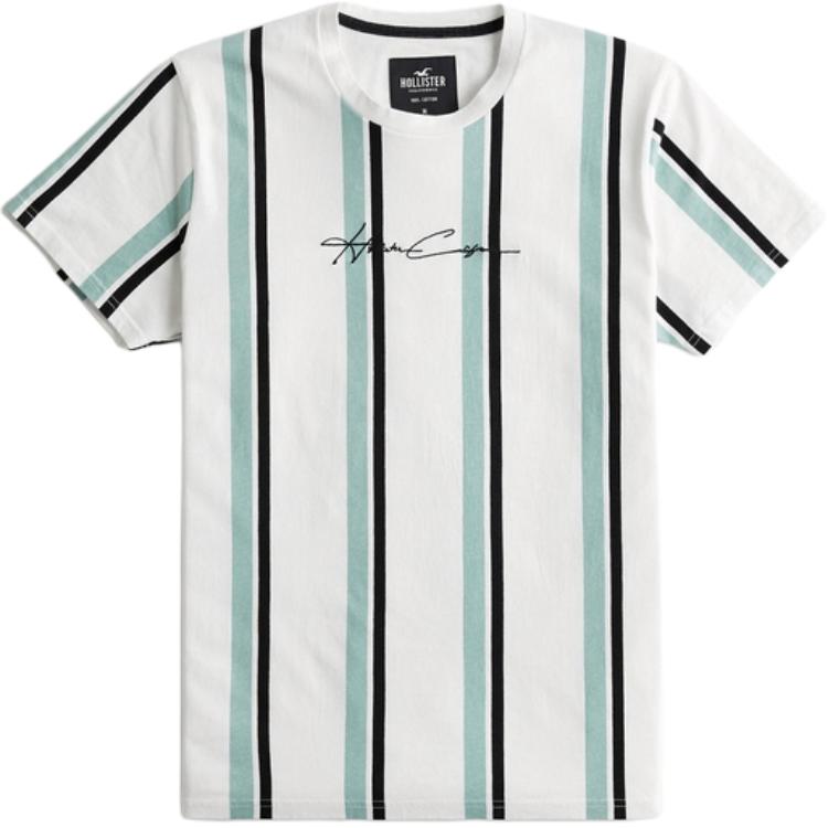 

Hollister Футболка мужская белая в полоску, Белый, Hollister Футболка мужская белая в полоску