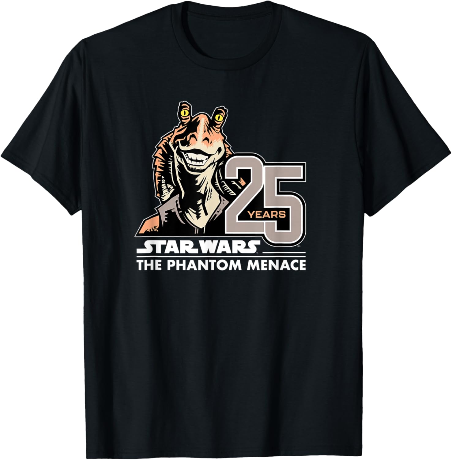 

Футболка с изображением Джар-Джара Бинкса из фильма «Звездные войны: Эпизод I - Призрачная угроза», посвященная 25-летию фильма, черная Star Wars