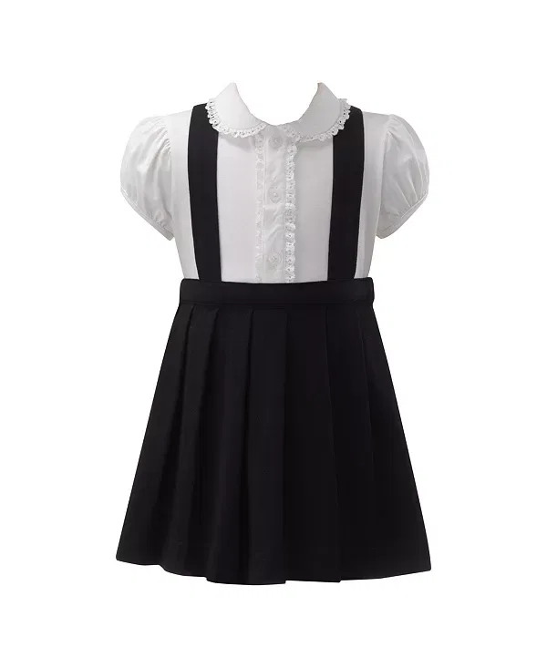 Детский комплект для девочек с коротким рукавом Eloise Jersey Blouse & Pinafore Set Rachel Riley, Black/White