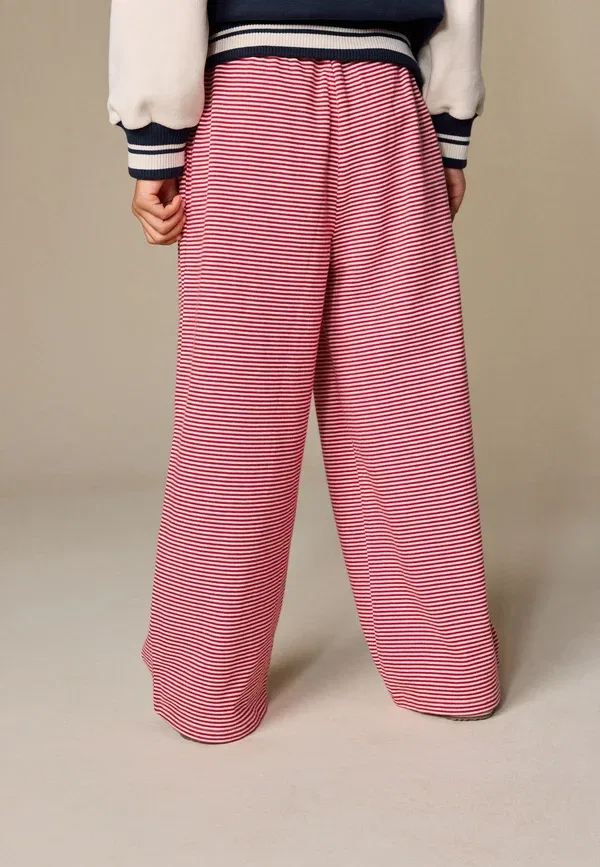 Брюки хлопковые Wide leg - tracksuit bottoms Next, красная полоска — фото 4