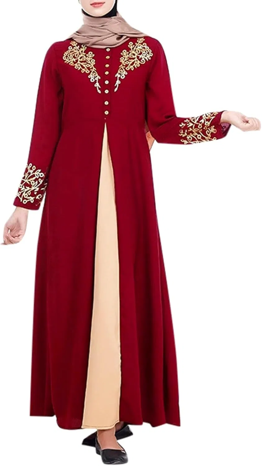 Женское мусульманское платье для молитвы с длинными рукавами, Red