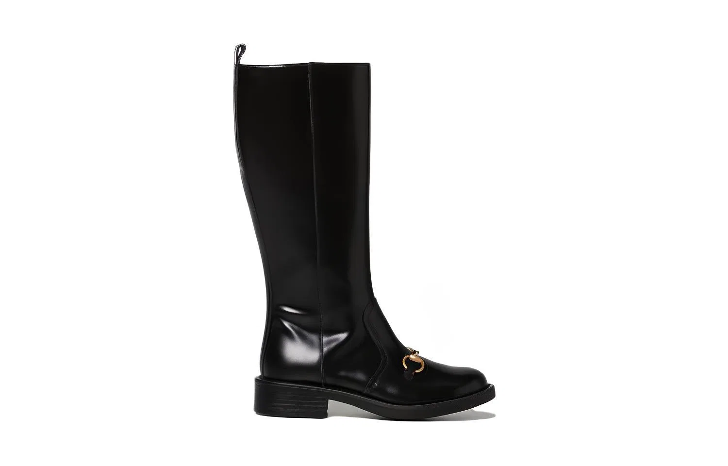 Детские кожаные сапоги для девочек с принтом Horsebit GUCCI, Black — фото 3