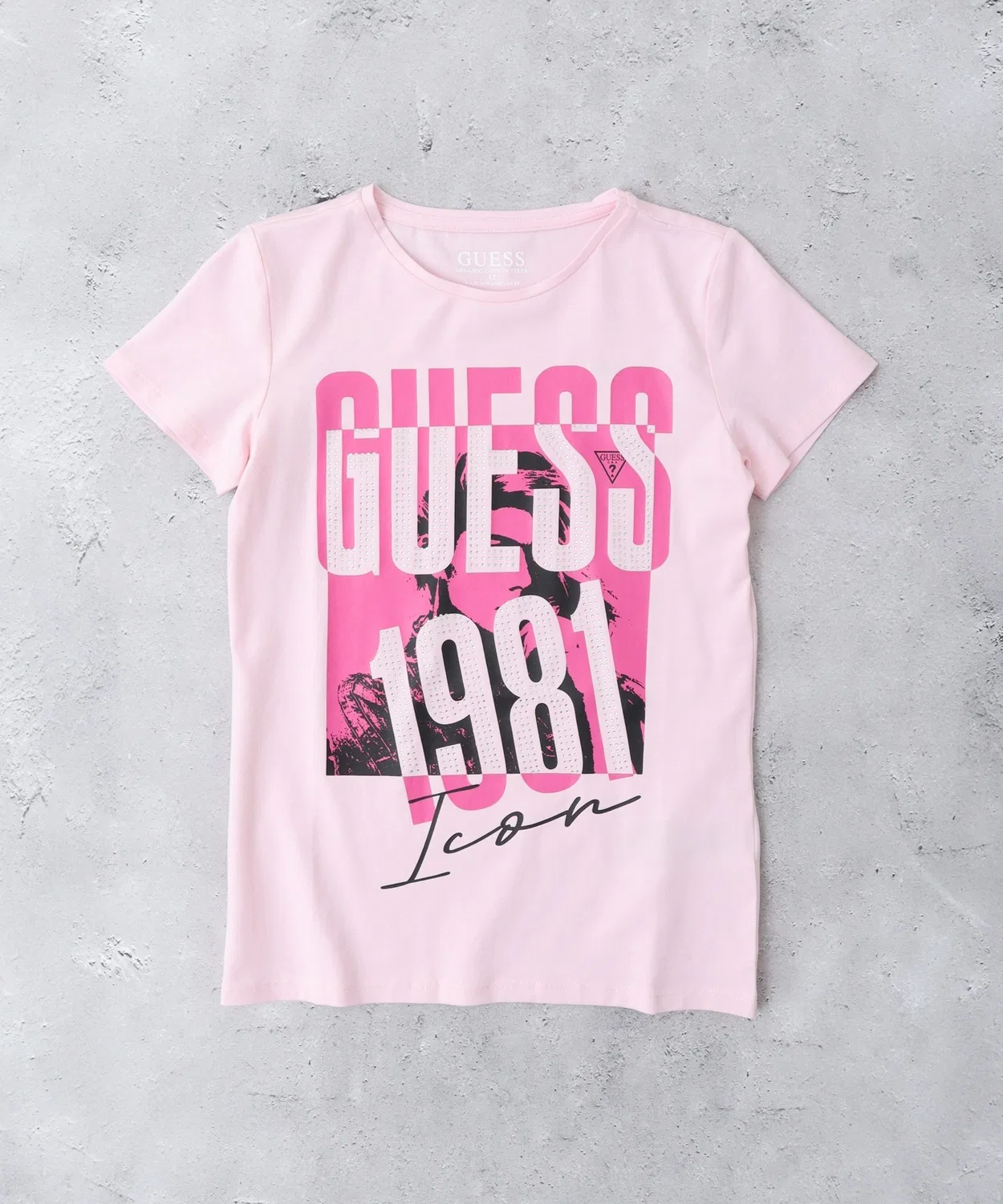 Детская футболка с принтом и коротким рукавом Guess, Light Pink